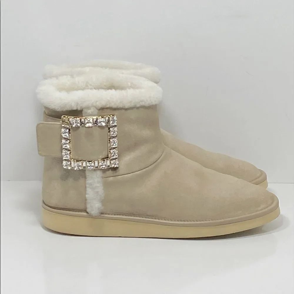 Roger Vivier Winter Viv' Strass suede and shearling ankle boots size 39